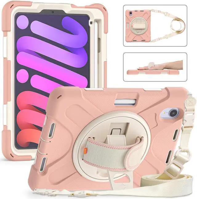 Main image of BONAEVER For iPad Mini 6 2021 Case (6th Generation) with Pencil Holder / 360 Rotation Stand / Hand Strap Shoulder Strap Rugged Shockproof Cover for iPad Mini 6th Gen 8.3 Inch