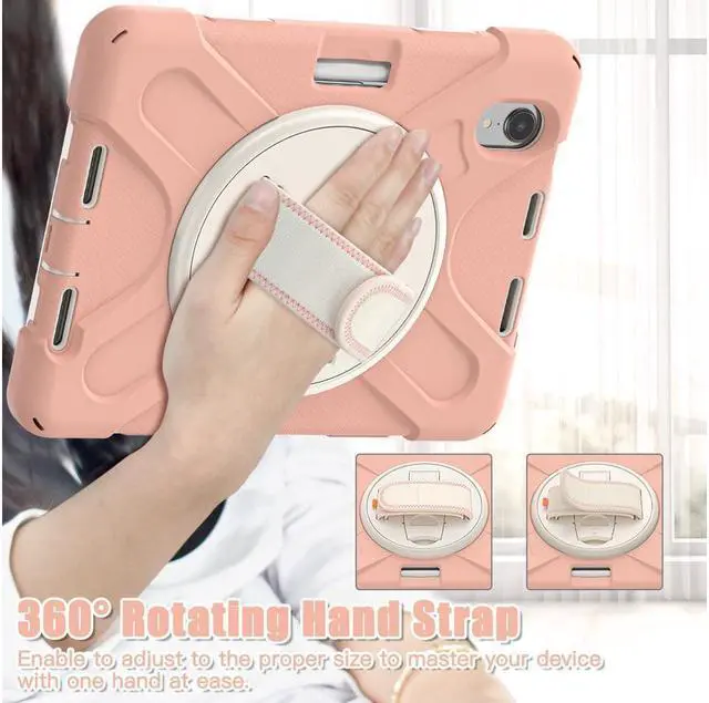 Alt view image 3 of 7 - BONAEVER For iPad Mini 6 2021 Case (6th Generation) with Pencil Holder / 360 Rotation Stand / Hand Strap Shoulder Strap Rugged Shockproof Cover for iPad Mini 6th Gen 8.3 Inch