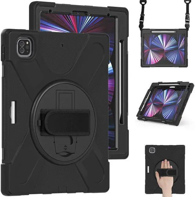 Main image of BONAEVER For iPad Pro 12.9 Case 2022 2021 Shockproof Cover with Pencil Holder Stand and /Shoulder Strap For iPad Pro 12.9 inch 2022 2021 6th 5th Generation