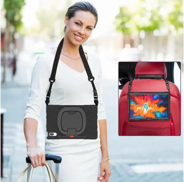 Alt view image 6 of 7 - BONAEVER Case for Lenovo Tab P11 Pro 11.5 Inch 2020 TB-J706F / TB-J706L Shockproof Rugged Drop Resi Standant Impact Resi Standant Silicone Protective Case with Stand /Handle Hand Strap/Shoulder Strap