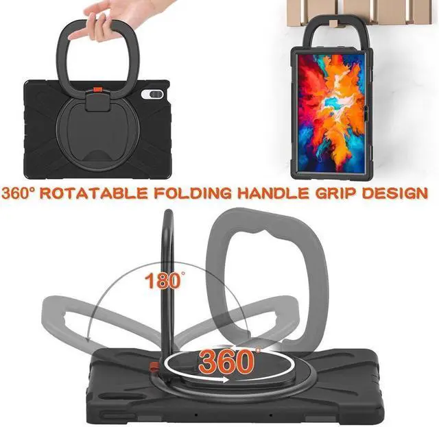 Alt view image 4 of 7 - BONAEVER Case for Lenovo Tab P11 Pro 11.5 Inch 2020 TB-J706F / TB-J706L Shockproof Rugged Drop Resi Standant Impact Resi Standant Silicone Protective Case with Stand /Handle Hand Strap/Shoulder Strap