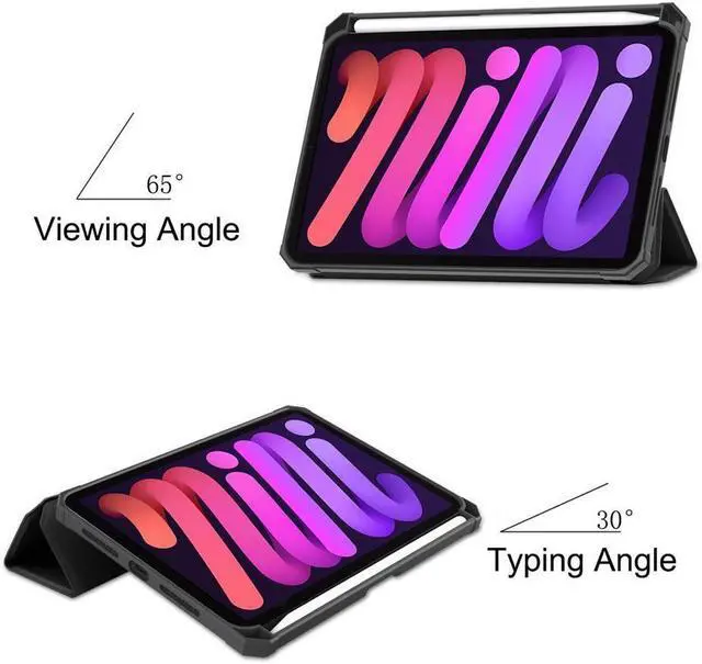 Alt view image 3 of 7 - BONAEVER Case for iPad mini 7 (A17 Pro) 2024 / Mini 6 2021 8.3 inch with Pencil Holder - [ Protection + 2nd Gen Apple Pencil Charging + Auto Wake/Sleep] Soft TPU Back Cover