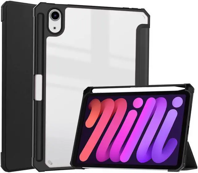 Main image of BONAEVER Slim Case for iPad Mini 6 2021 8.3 inch with Pencil Holder Shockproof Cover Clear Transparent Back Shell Auto Wake/Sleep for iPad 6th Generation 8.3 Inch