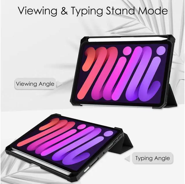 Alt view image 2 of 7 - BONAEVER Slim Case for iPad Mini 6 2021 8.3 inch with Pencil Holder Shockproof Cover Clear Transparent Back Shell Auto Wake/Sleep for iPad 6th Generation 8.3 Inch
