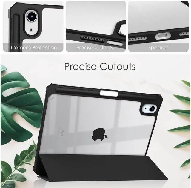 Alt view image 3 of 7 - BONAEVER Slim Case for iPad Mini 6 2021 8.3 inch with Pencil Holder Shockproof Cover Clear Transparent Back Shell Auto Wake/Sleep for iPad 6th Generation 8.3 Inch