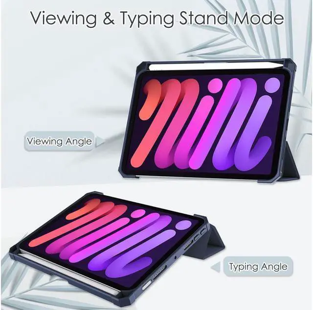 Alt view image 2 of 7 - BONAEVER Slim Case for iPad Mini 6 2021 8.3 inch with Pencil Holder Shockproof Cover Clear Transparent Back Shell Auto Wake/Sleep for iPad 6th Generation 8.3 Inch