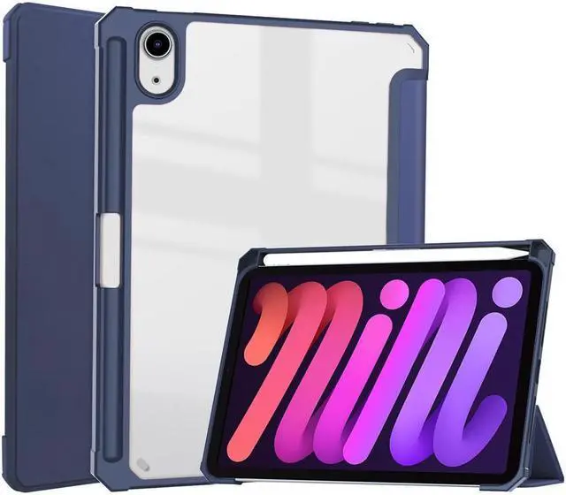 Main image of BONAEVER Slim Case for iPad Mini 6 2021 8.3 inch with Pencil Holder Shockproof Cover Clear Transparent Back Shell Auto Wake/Sleep for iPad 6th Generation 8.3 Inch