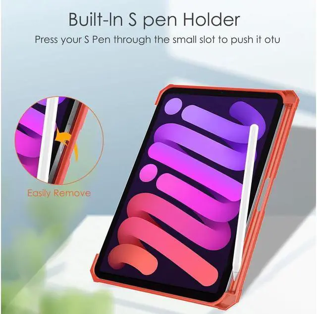 Alt view image 6 of 7 - BONAEVER Slim Case for iPad Mini 6 2021 8.3 inch with Pencil Holder Shockproof Cover Clear Transparent Back Shell Auto Wake/Sleep for iPad 6th Generation 8.3 Inch
