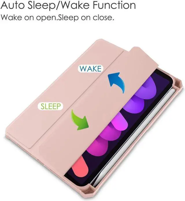 Alt view image 4 of 7 - BONAEVER Slim Case for iPad Mini 6 2021 8.3 inch with Pencil Holder Shockproof Cover Clear Transparent Back Shell Auto Wake/Sleep for iPad 6th Generation 8.3 Inch