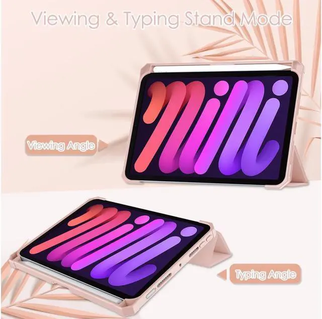 Alt view image 2 of 7 - BONAEVER Slim Case for iPad Mini 6 2021 8.3 inch with Pencil Holder Shockproof Cover Clear Transparent Back Shell Auto Wake/Sleep for iPad 6th Generation 8.3 Inch