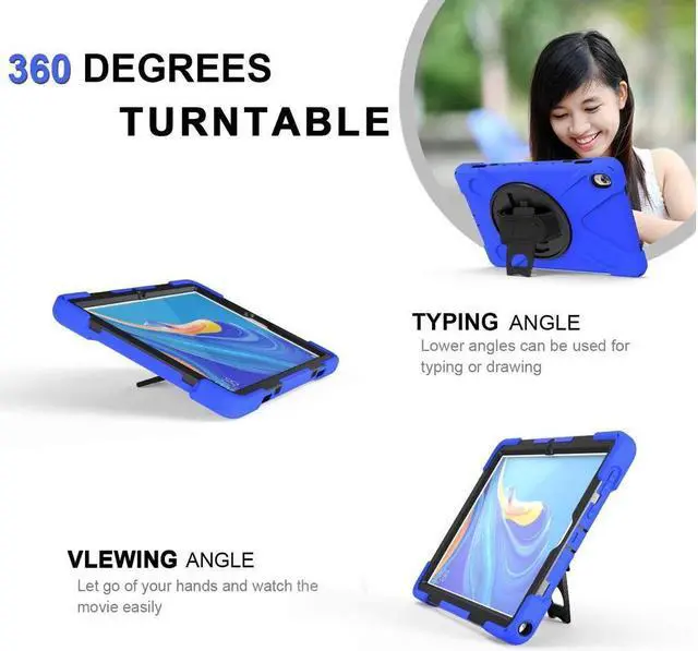 Alt view image 2 of 7 - BONAEVER Huawei Mediapad M6 10.8 Case 2019 Three Layer Shockproof Rugged Cover with 360 Degree Rotatable Stand and Strap for Huawei Mediapad M6 10.8 inch 2019