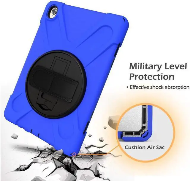 Alt view image 4 of 7 - BONAEVER Huawei Mediapad M6 10.8 Case 2019 Three Layer Shockproof Rugged Cover with 360 Degree Rotatable Stand and Strap for Huawei Mediapad M6 10.8 inch 2019