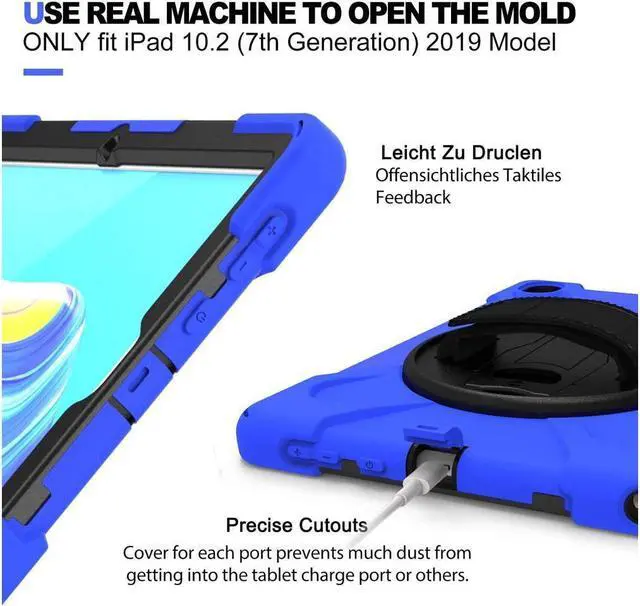 Alt view image 5 of 7 - BONAEVER Huawei Mediapad M6 10.8 Case 2019 Three Layer Shockproof Rugged Cover with 360 Degree Rotatable Stand and Strap for Huawei Mediapad M6 10.8 inch 2019