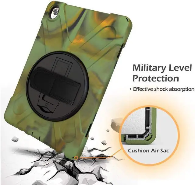 Alt view image 3 of 7 - BONAEVER Huawei Mediapad M6 10.8 Case 2019 Three Layer Shockproof Rugged Cover with 360 Degree Rotatable Stand and Strap for Huawei Mediapad M6 10.8 inch 2019