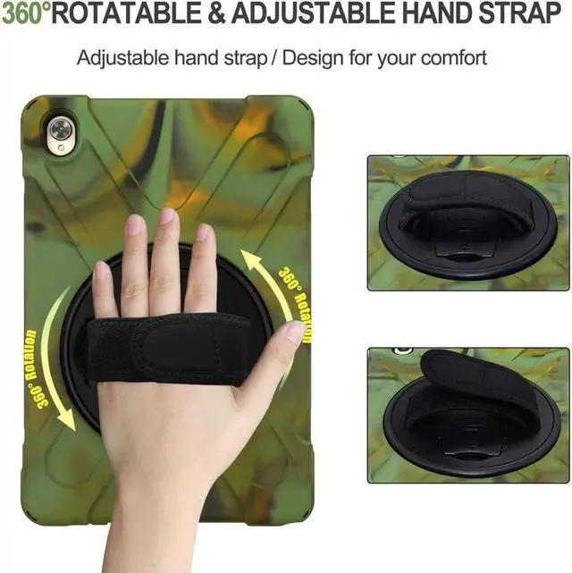 Alt view image 5 of 7 - BONAEVER Huawei Mediapad M6 10.8 Case 2019 Three Layer Shockproof Rugged Cover with 360 Degree Rotatable Stand and Strap for Huawei Mediapad M6 10.8 inch 2019