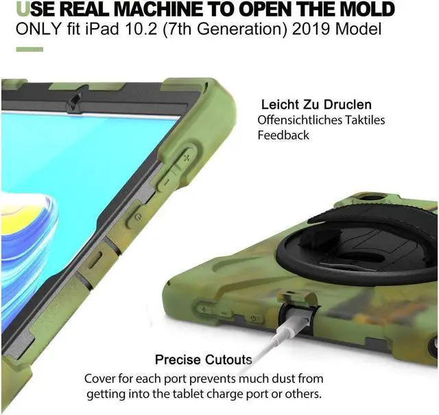 Alt view image 7 of 7 - BONAEVER Huawei Mediapad M6 10.8 Case 2019 Three Layer Shockproof Rugged Cover with 360 Degree Rotatable Stand and Strap for Huawei Mediapad M6 10.8 inch 2019