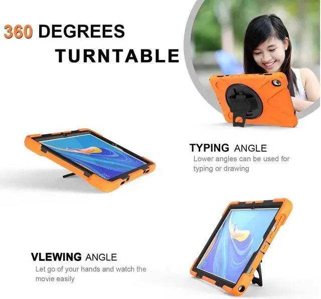 Alt view image 3 of 7 - BONAEVER Huawei Mediapad M6 10.8 Case 2019 Three Layer Shockproof Rugged Cover with 360 Degree Rotatable Stand and Strap for Huawei Mediapad M6 10.8 inch 2019