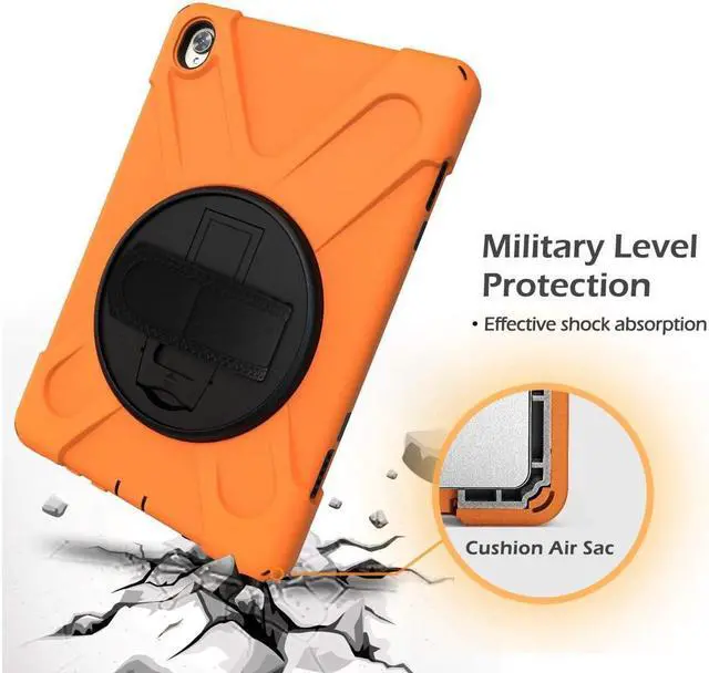 Alt view image 4 of 7 - BONAEVER Huawei Mediapad M6 10.8 Case 2019 Three Layer Shockproof Rugged Cover with 360 Degree Rotatable Stand and Strap for Huawei Mediapad M6 10.8 inch 2019