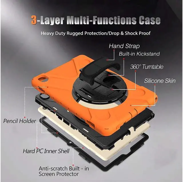 Alt view image 6 of 7 - BONAEVER Huawei Mediapad M6 10.8 Case 2019 Three Layer Shockproof Rugged Cover with 360 Degree Rotatable Stand and Strap for Huawei Mediapad M6 10.8 inch 2019