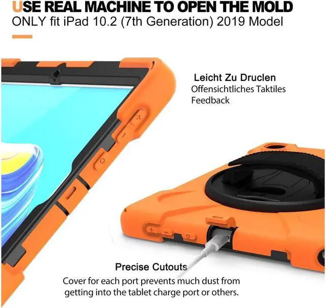 Alt view image 7 of 7 - BONAEVER Huawei Mediapad M6 10.8 Case 2019 Three Layer Shockproof Rugged Cover with 360 Degree Rotatable Stand and Strap for Huawei Mediapad M6 10.8 inch 2019