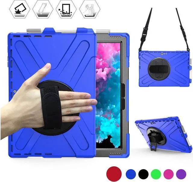Main image of BONAEVER For Microsoft Surface Pro 7 Plus / Pro 7 / Pro 6 / Pro 5 / Pro 2017 / Pro 4 / Pro LTE Case Protective Shockproof Cover with Pen Holder Hand Strap Rotating Stand and Shoulder Strap