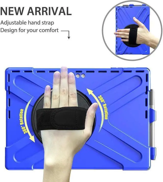 Alt view image 2 of 7 - BONAEVER For Microsoft Surface Pro 7 Plus / Pro 7 / Pro 6 / Pro 5 / Pro 2017 / Pro 4 / Pro LTE Case Protective Shockproof Cover with Pen Holder Hand Strap Rotating Stand and Shoulder Strap