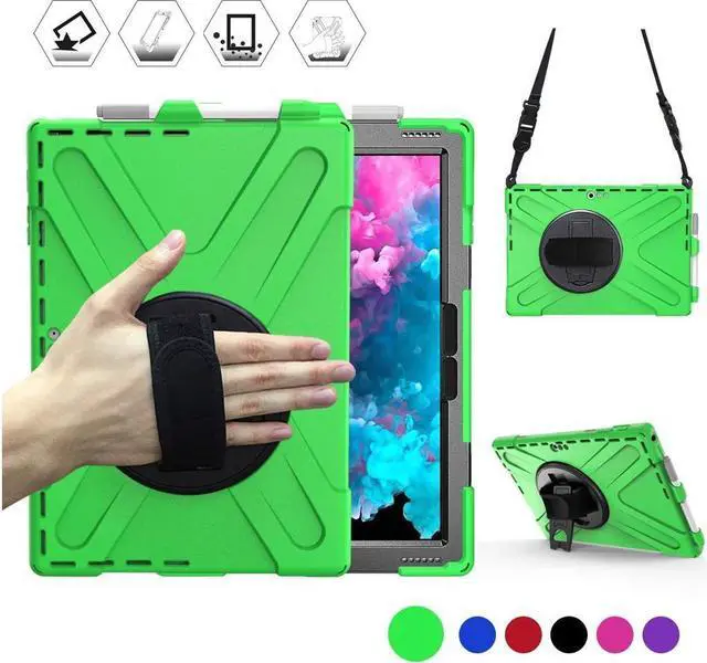 Main image of BONAEVER For Microsoft Surface Pro 7 Plus / Pro 7 / Pro 6 / Pro 5 / Pro 2017 / Pro 4 / Pro LTE Case Protective Shockproof Cover with Pen Holder Hand Strap Rotating Stand and Shoulder Strap