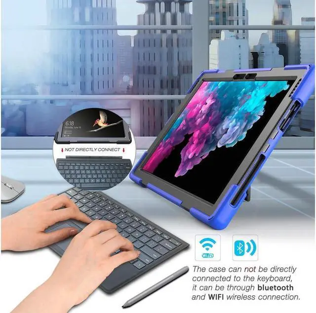 Alt view image 7 of 7 - BONAEVER For Microsoft Surface Pro 7 Plus / Pro 7 / Pro 6 / Pro 5 / Pro 2017 / Pro 4 / Pro LTE Case Protective Shockproof Cover with Pen Holder Hand Strap Rotating Stand and Shoulder Strap
