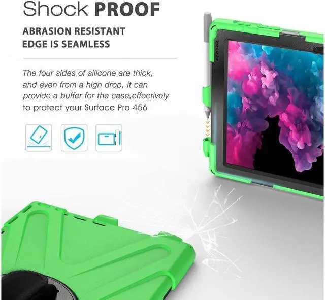 Alt view image 3 of 7 - BONAEVER For Microsoft Surface Pro 7 Plus / Pro 7 / Pro 6 / Pro 5 / Pro 2017 / Pro 4 / Pro LTE Case Protective Shockproof Cover with Pen Holder Hand Strap Rotating Stand and Shoulder Strap