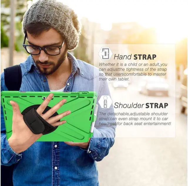 Alt view image 4 of 7 - BONAEVER For Microsoft Surface Pro 7 Plus / Pro 7 / Pro 6 / Pro 5 / Pro 2017 / Pro 4 / Pro LTE Case Protective Shockproof Cover with Pen Holder Hand Strap Rotating Stand and Shoulder Strap