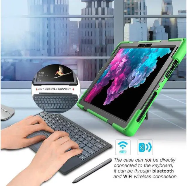 Alt view image 6 of 7 - BONAEVER For Microsoft Surface Pro 7 Plus / Pro 7 / Pro 6 / Pro 5 / Pro 2017 / Pro 4 / Pro LTE Case Protective Shockproof Cover with Pen Holder Hand Strap Rotating Stand and Shoulder Strap