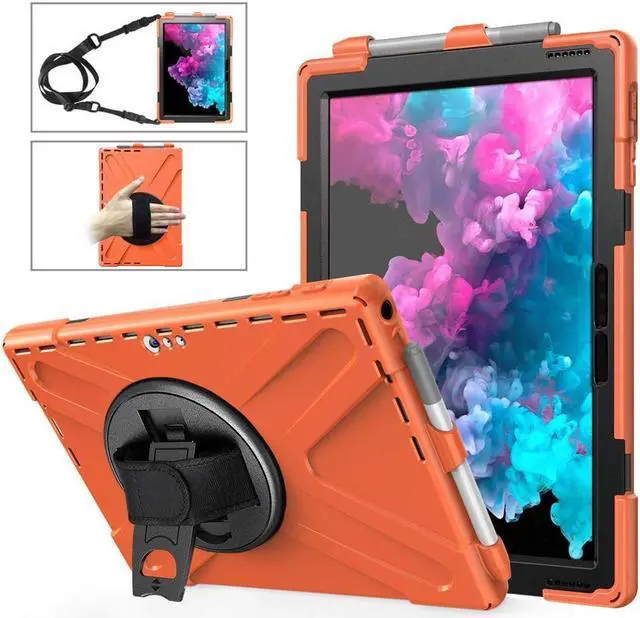 Main image of BONAEVER For Microsoft Surface Pro 7 Plus / Pro 7 / Pro 6 / Pro 5 / Pro 2017 / Pro 4 / Pro LTE Case Protective Shockproof Cover with Pen Holder Hand Strap Rotating Stand and Shoulder Strap