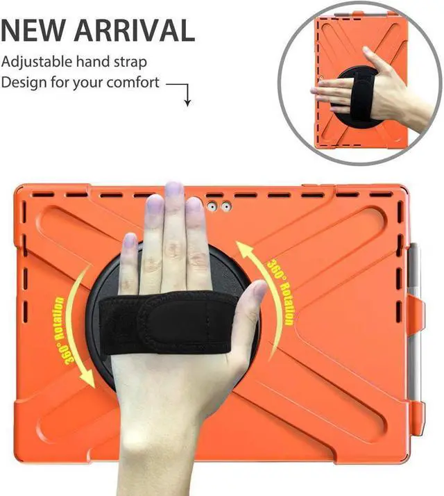 Alt view image 2 of 7 - BONAEVER For Microsoft Surface Pro 7 Plus / Pro 7 / Pro 6 / Pro 5 / Pro 2017 / Pro 4 / Pro LTE Case Protective Shockproof Cover with Pen Holder Hand Strap Rotating Stand and Shoulder Strap