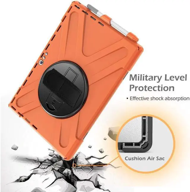 Alt view image 5 of 7 - BONAEVER For Microsoft Surface Pro 7 Plus / Pro 7 / Pro 6 / Pro 5 / Pro 2017 / Pro 4 / Pro LTE Case Protective Shockproof Cover with Pen Holder Hand Strap Rotating Stand and Shoulder Strap