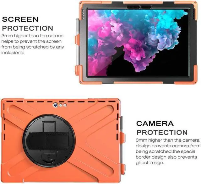 Alt view image 7 of 7 - BONAEVER For Microsoft Surface Pro 7 Plus / Pro 7 / Pro 6 / Pro 5 / Pro 2017 / Pro 4 / Pro LTE Case Protective Shockproof Cover with Pen Holder Hand Strap Rotating Stand and Shoulder Strap