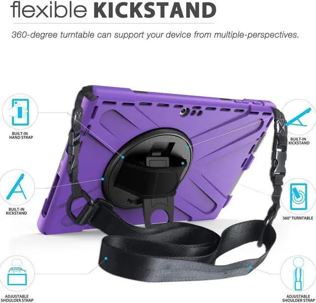 Alt view image 2 of 6 - BONAEVER For Microsoft Surface Pro 7 Plus / Pro 7 / Pro 6 / Pro 5 / Pro 2017 / Pro 4 / Pro LTE Case Protective Shockproof Cover with Pen Holder Hand Strap Rotating Stand and Shoulder Strap