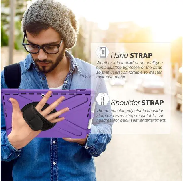 Alt view image 4 of 6 - BONAEVER For Microsoft Surface Pro 7 Plus / Pro 7 / Pro 6 / Pro 5 / Pro 2017 / Pro 4 / Pro LTE Case Protective Shockproof Cover with Pen Holder Hand Strap Rotating Stand and Shoulder Strap