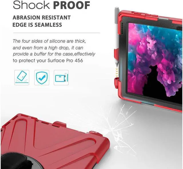 Alt view image 3 of 7 - BONAEVER For Microsoft Surface Pro 7 Plus / Pro 7 / Pro 6 / Pro 5 / Pro 2017 / Pro 4 / Pro LTE Case Protective Shockproof Cover with Pen Holder Hand Strap Rotating Stand and Shoulder Strap