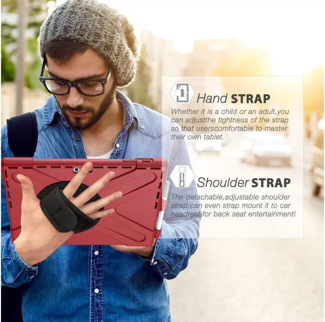 Alt view image 5 of 7 - BONAEVER For Microsoft Surface Pro 7 Plus / Pro 7 / Pro 6 / Pro 5 / Pro 2017 / Pro 4 / Pro LTE Case Protective Shockproof Cover with Pen Holder Hand Strap Rotating Stand and Shoulder Strap