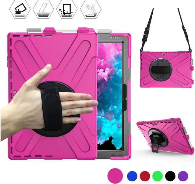 Main image of BONAEVER For Microsoft Surface Pro 7 Plus / Pro 7 / Pro 6 / Pro 5 / Pro 2017 / Pro 4 / Pro LTE Case Protective Shockproof Cover with Pen Holder Hand Strap Rotating Stand and Shoulder Strap