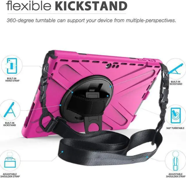 Alt view image 2 of 7 - BONAEVER For Microsoft Surface Pro 7 Plus / Pro 7 / Pro 6 / Pro 5 / Pro 2017 / Pro 4 / Pro LTE Case Protective Shockproof Cover with Pen Holder Hand Strap Rotating Stand and Shoulder Strap