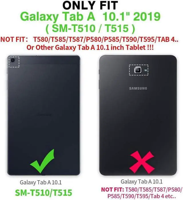 Alt view image 2 of 7 - BONAEVER For Samsung Galaxy Tab A 10.1 2019 Case T510 T515 Cover Three Layer Hybrid Drop Protection Case with 360 Rotating Stand / Hand Strap & Stylus Pencil Holder for Samsung Galaxy Tab A 10.1 inch
