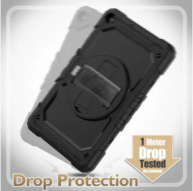 Alt view image 5 of 7 - BONAEVER For Samsung Galaxy Tab A 10.1 2019 Case T510 T515 Cover Three Layer Hybrid Drop Protection Case with 360 Rotating Stand / Hand Strap & Stylus Pencil Holder for Samsung Galaxy Tab A 10.1 inch