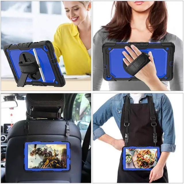 Alt view image 3 of 7 - BONAEVER For Samsung Galaxy Tab A 10.1 2019 Case T510 T515 Cover Three Layer Hybrid Drop Protection Case with 360 Rotating Stand / Hand Strap & Stylus Pencil Holder for Samsung Galaxy Tab A 10.1 inch