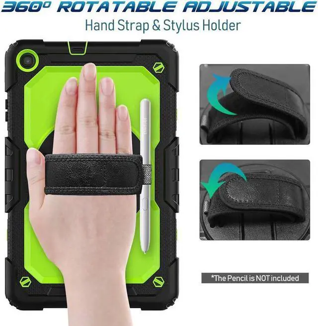 Alt view image 3 of 7 - BONAEVER For Samsung Galaxy Tab A 10.1 2019 Case T510 T515 Cover Three Layer Hybrid Drop Protection Case with 360 Rotating Stand / Hand Strap & Stylus Pencil Holder for Samsung Galaxy Tab A 10.1 inch