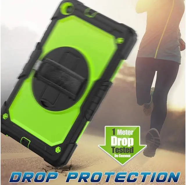 Alt view image 6 of 7 - BONAEVER For Samsung Galaxy Tab A 10.1 2019 Case T510 T515 Cover Three Layer Hybrid Drop Protection Case with 360 Rotating Stand / Hand Strap & Stylus Pencil Holder for Samsung Galaxy Tab A 10.1 inch