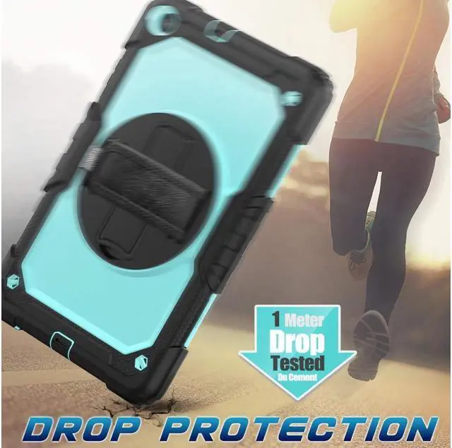 Alt view image 6 of 7 - BONAEVER For Samsung Galaxy Tab A 10.1 2019 Case T510 T515 Cover Three Layer Hybrid Drop Protection Case with 360 Rotating Stand / Hand Strap & Stylus Pencil Holder for Samsung Galaxy Tab A 10.1 inch