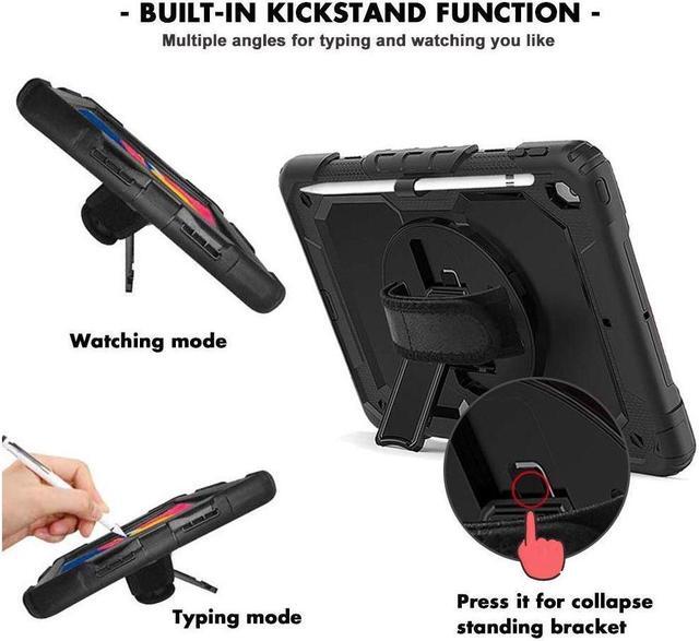 Alt view image 3 of 7 - BONAEVER New iPad 10.2 2019 Case [Built-in Screen Protector] 3 Layer Shockproof Rugged Protective Cover with H Shoulder Straps for iPad 7th Generation 2019 Case 10.2 inch