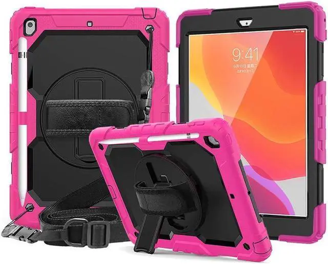 Main image of BONAEVER New iPad 10.2 2019 Case [Built-in Screen Protector] 3 Layer Shockproof Rugged Protective Cover with H Shoulder Straps for iPad 7th Generation 2019 Case 10.2 inch