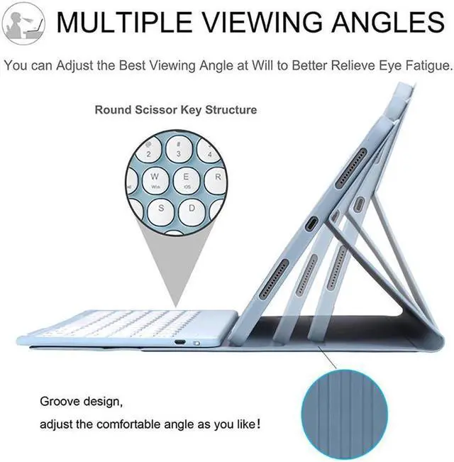 Alt view image 5 of 7 - BONAEVER For iPad 9.7 Keyboard Case for iPad 2018 (6th Gen) - iPad 2017 (5th Gen) - iPad Pro 9.7 - iPad Air 2&1-Touchpad Keyboard with Pencil Holder -Slim Leather Folio Smart Cover